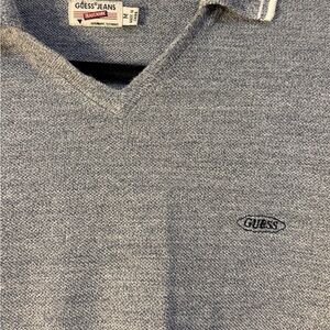 GUESS Men's Heather Gray V-Neck Pullover Sweater